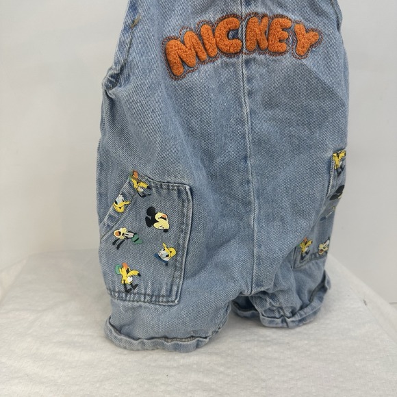 Disney Overalls Baby Toddler  18M Blue Denim Mickey Donald Pluto Shortalls‎ - Picture 4 of 10